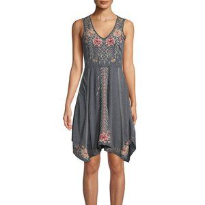 NWT Johnny Was Katrina Swing Dress XL Embroidered V-Neck Gray